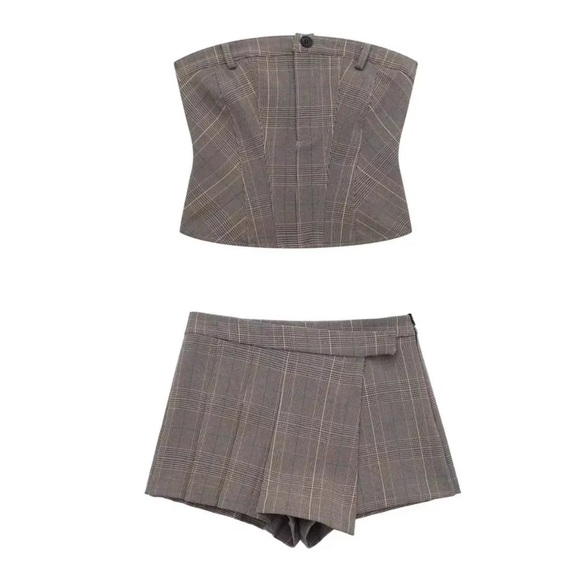 ZARA PLAID CORSET TOP - Picture 2 of 6